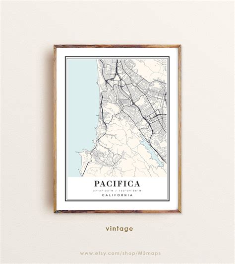 Pacifica California Map Pacifica CA Map Pacifica City Map - Etsy