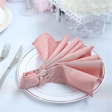 Buy 5 Pack 20"x20" Dusty Rose Polyester Linen Napkins - Pack of 5 Napkins at Tablecloth Factory