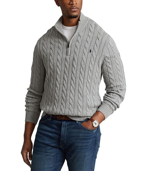 Polo Ralph Lauren Big & Tall Cable-Knit Cotton Quarter-Zip Sweater ...