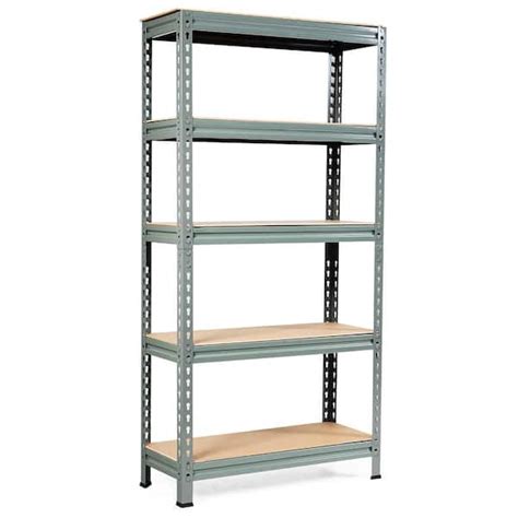 Costway Gray 5-Tier Metal Storage Shelves 60 in. Garage Rack with Adjustable Shelves TL35150GR ...