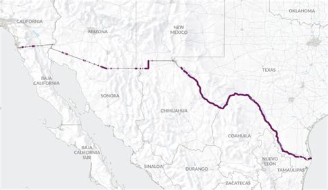 Map of US-Mexico Border Fence