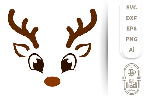 Christmas SVG - Cute Reindeer SVG , Boy Reindeer face SVG (447135) | Cut Files | Design Bundles