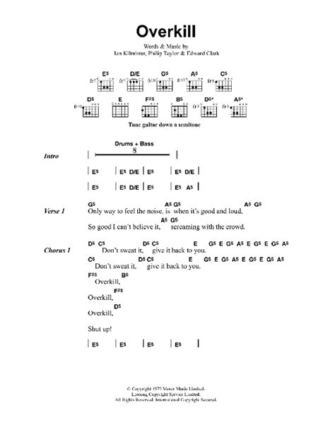 Overkill by Metallica - Guitar Chords/Lyrics - Guitar Instructor