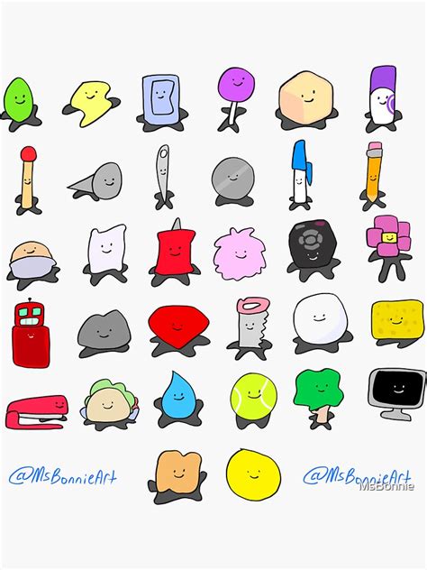 "Bfdi All Contestants Pack Part 2" Sticker for Sale by MsBonnie | Redbubble