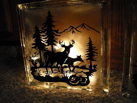 Glass Block with Deer Scene Cricut Vinyl