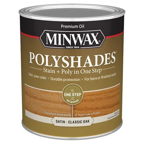 Minwax PolyShades Oil-Based Classic Oak Semi-Transparent Satin Interior Stain (1-Quart) in the ...