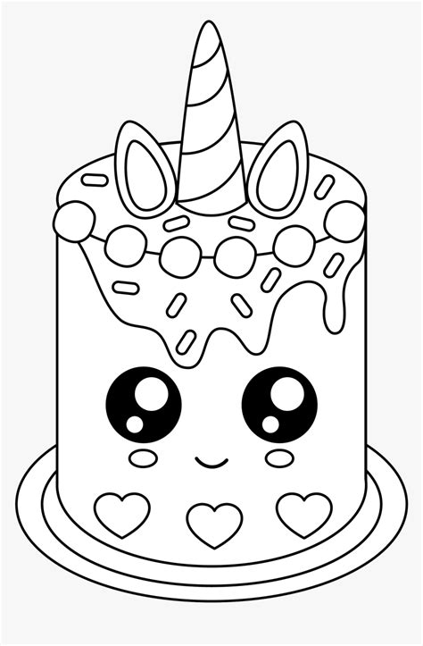 Unicorn Cake Coloring Pages , Transparent Cartoons - Cute Cake Coloring ...