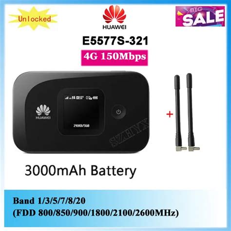 Unlocked Huawei E5577 E5577s-321 150Mbps 3000mAh Battery 4G LTE Mobile Wifi Router Pocket ...