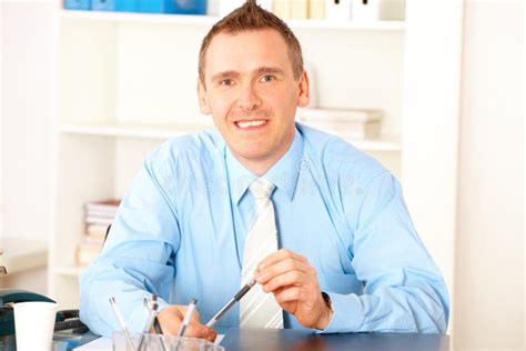 Happy Businessman in Office Stock Image - Image of caucasian, happy: 13281491