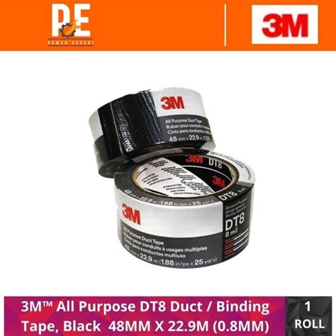 3M ALL PURPOSE WATERPROOF DUCT TAPE DT8 LIGHT DUTY DUCT TAPE PITA (48 MM x 22.9M) SILVER / BLACK ...