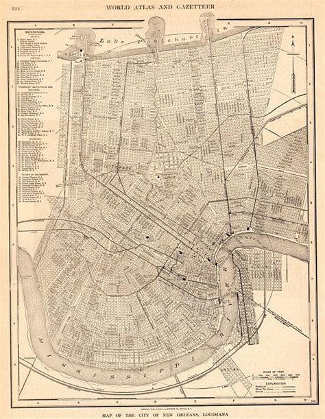 1908 Antique NEW ORLEANS City Map Street Map of New Orleans Louisiana ...