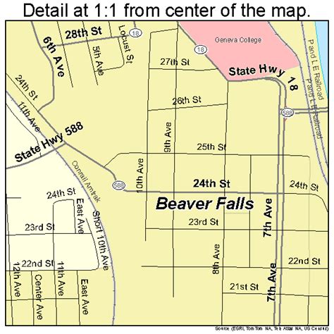 Beaver Falls Pennsylvania Street Map 4204792