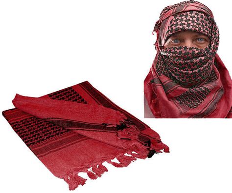 Red & Black Shemagh Tactical Desert Keffiyeh Arab Heavyweight Scarf - Scarves