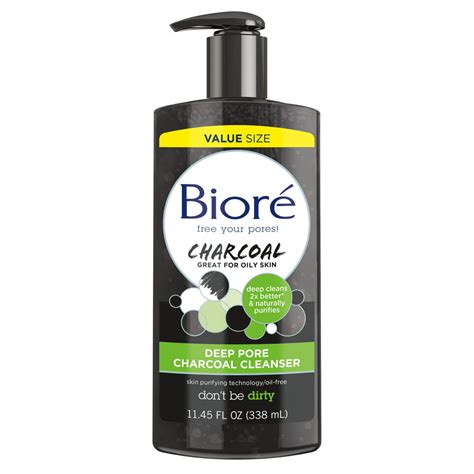 Biore Deep Pore Cleansing Charcoal Daily Face Wash, for Oily Skin, 11.45 fl oz - Walmart.com ...