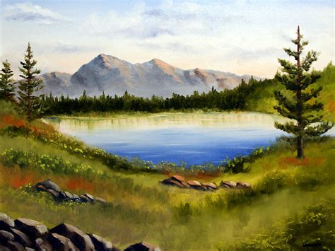 Mountain Lake Landscape Oil Painting Painting by Mark Webster