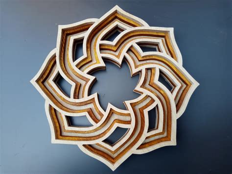 C 04 layered ornament Scroll saw pattern (pdf, dxf, jpg, cdr), scroll saw template, 3d illusion ...