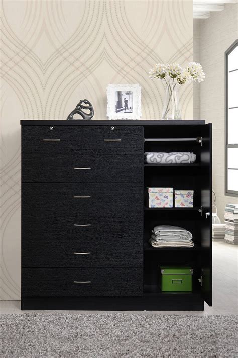 Hodedah 7-Drawer Chest with Locks on 2-Top Drawers plus 1-Door with 3 ...