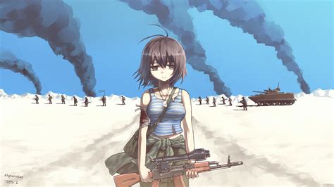 Anime Girl With Gun On War In Afghanistan 4k Wallpaper,HD Anime ...