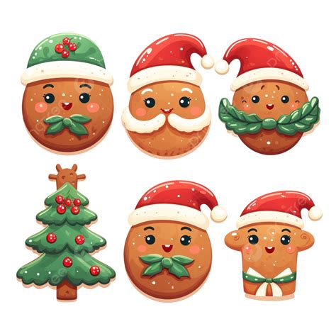 Gingerbread Faces With Different Accessories Christmas Cookies Winter Holidays Characters ...