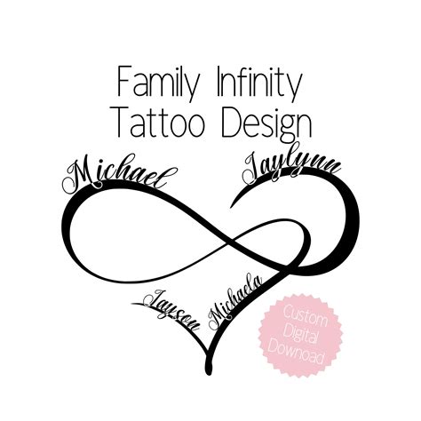 This custom infinity tattoo design is created for families, moms and ...