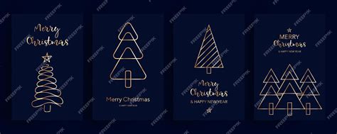 Premium Vector | Golden christmas cards set