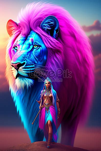 A Colorful Lion With A Mane Picture And HD Photos | Free Download On ...