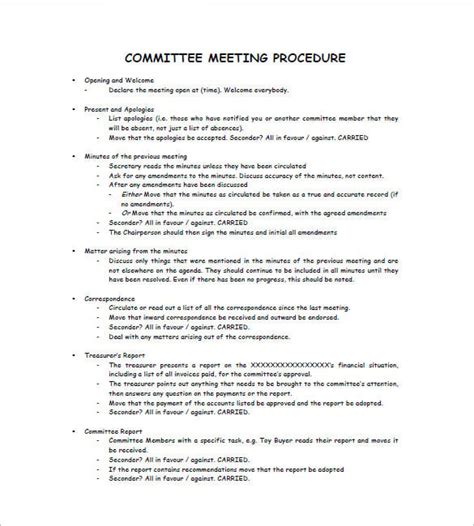 Committee Meeting Minutes Template - 14+ Free Word, PDF Download | Free & Premium Templates