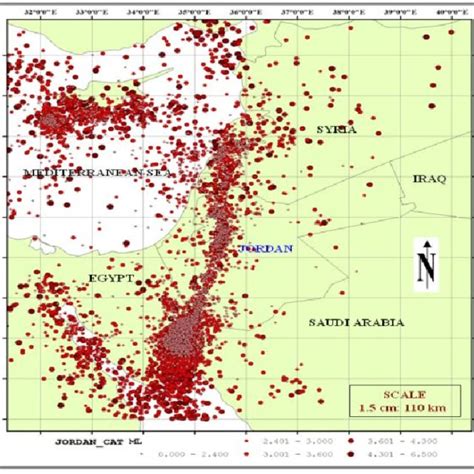 Seismicity map of the Dead Sea transform Fault region for the period... | Download Scientific ...