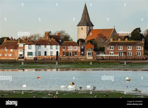 Winter afternoon at Bosham Harbour, West Sussex, England. Holy Trinity ...