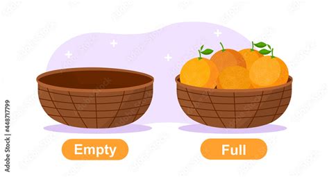 Illustration for kids with opposite words with empty and full buckets ...