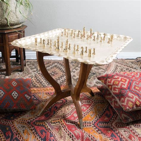 Vintage chess table in a mid century modern and middle eastern style ...