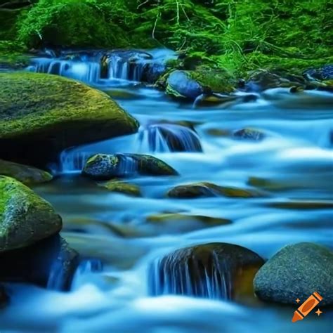 Water stream flowing over granite rocks