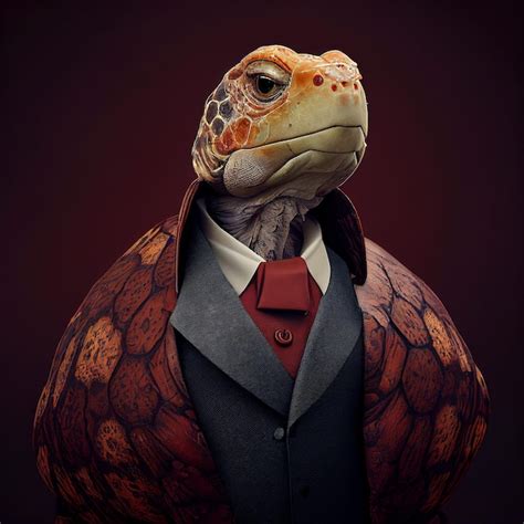 Premium AI Image | A turtle with a suit jacket and a red tie.