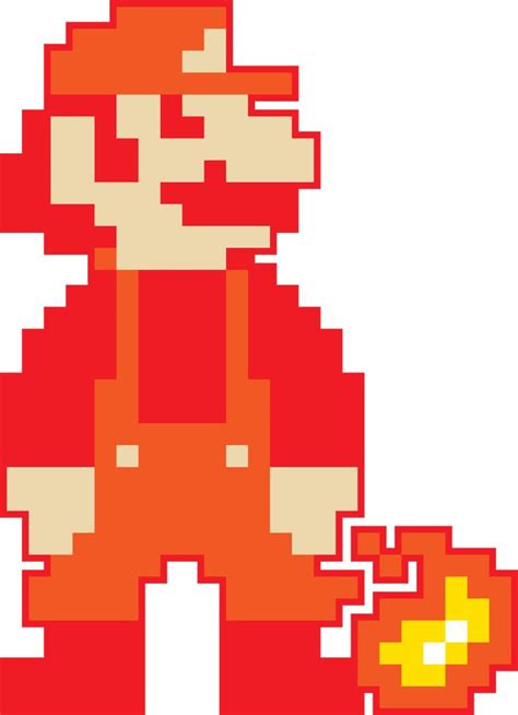 Super Mario Bros. Fire Mario Pixel Art in Red and Orange. | Pixel art ...