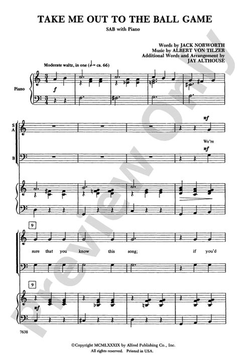 Take Me Out to the Ball Game: SAB Choral Octavo - Digital Sheet Music ...