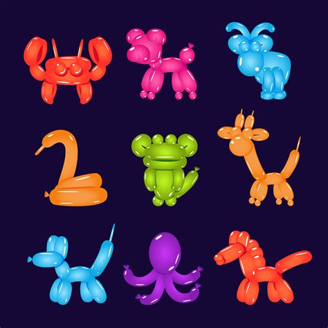 Animal-shaped balloons set | Custom-Designed Icons ~ Creative Market