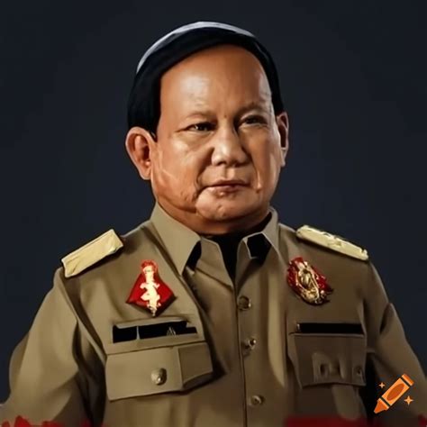 Prabowo in indonesian general uniform on Craiyon