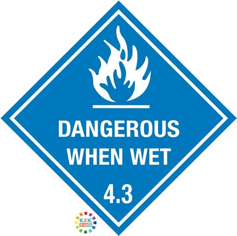 CLASS 4.3 - DANGEROUS WHEN WET HAZCHEM SIGN -- VARIOUS SIGN & STICKER OPTIONS | eBay