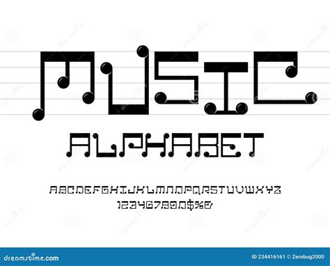 Music font stock vector. Illustration of graphic, lettering - 234416161