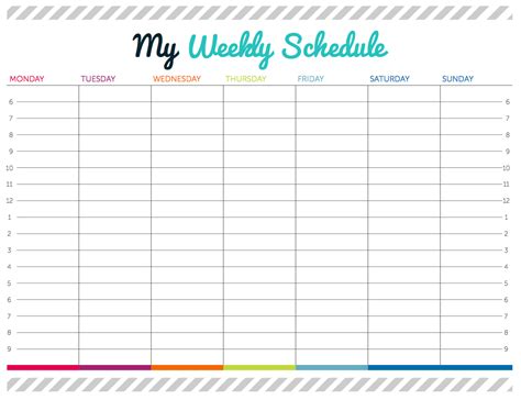 Weekly Schedule Time Management | Weekly calendar template, Weekly ...