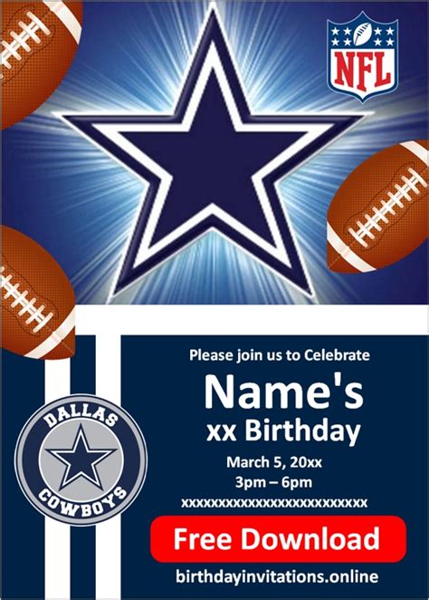 Dallas Cowboys Invitations Birthday Invitations