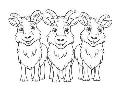 Three Goats Crossing A Bridge - Coloring Page