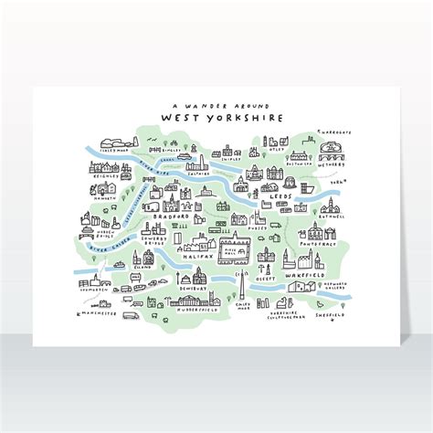 A Wander Around West Yorkshire Giclée Map Art Print - Etsy UK | Map art ...