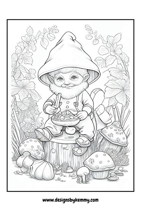 Spring Gnome Coloring Pages | Spring Coloring Printable | Designs By ...