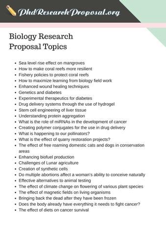 Best Biology Research Proposal Topics That You Could Use by PhD Research Proposal - Issuu