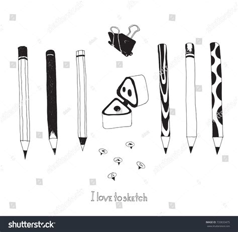 Hand Drawn Stationery Art Supplies Set Stock Vector (Royalty Free ...