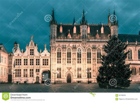 Picturesque Christmas Burg Square in Bruges Stock Image - Image of ...