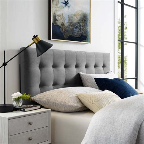 Emily Full Biscuit Tufted Performance Velvet Headboard in Gray ...