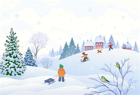 Vector Cartoon Illustration Of A Winter Digital Art by Merggy