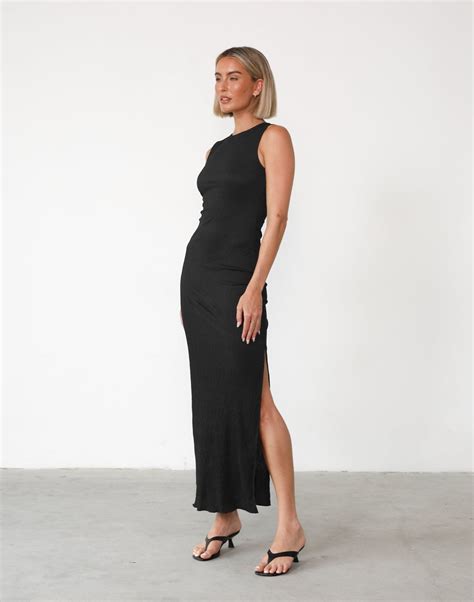 As It Was Maxi Dress (Black) | Charcoal Clothing Exclusive - Textured ...